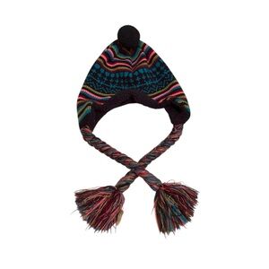 mudd clothing Colorful Knit Pom Pom Hat